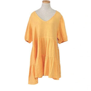 a.n.a Dress NWT Short Sleeve V Neck Panel Florida Mango Orange Size X Large XL